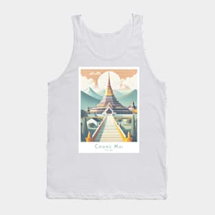 Vintage Retro Majestic Chiang Mai Pagoda Tank Top